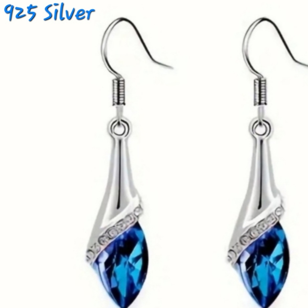 Gorgeous 925 Sterling Silver zircon dangle earrings.  NWT. Gorgeous Fast Ship.
